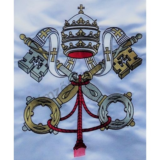 Kültéri vatikáni zászló mindkét oldalon hímzett címerrel