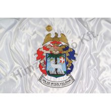 Beltéri református zászló mindkét oldalon hímzett címerrel