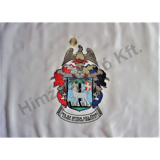 Kültéri református zászló mindkét oldalon hímzett címerrel