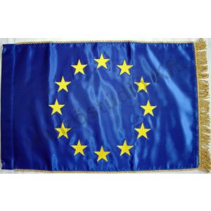 Beltéri szatén EU zászló, hímzett