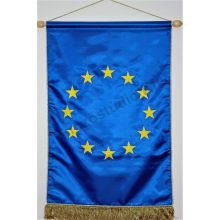 Beltéri szatén EU zászló, hímzett