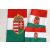 Kültéri magyar zászló egyik oldalon hímzett címerrel
