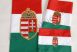 Kültéri magyar zászló mindkét oldalon hímzett címerrel